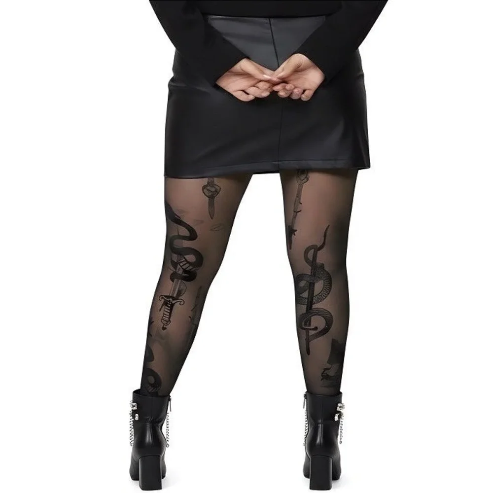 TORRID Snakes And Daggers Deep Black/Mesh‎ Flocked Leggings NWT Size 2X